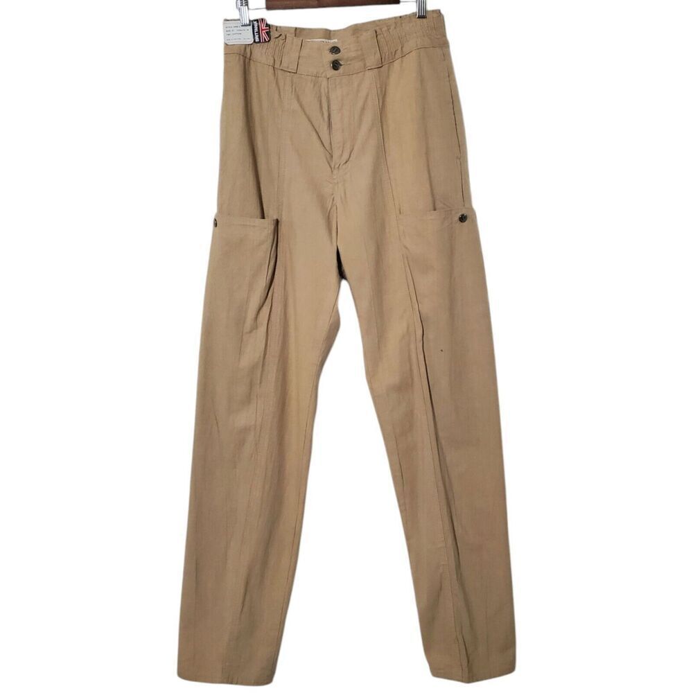 Vintage Brittania Utility Cargo Pants Size 31x34 High Rise Stretch Khaki Mens